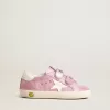 Young Old School en ante rosa metalizado con estrella y lengüeta en el talón de piel blanca Young Old School en ante rosa metalizado con estrella y lengüeta en el talón de piel blanca