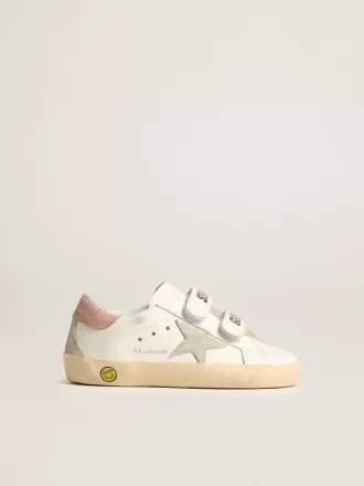 Young Old School en piel con estrella de ante gris y lengüeta del talón en rosa viejo
