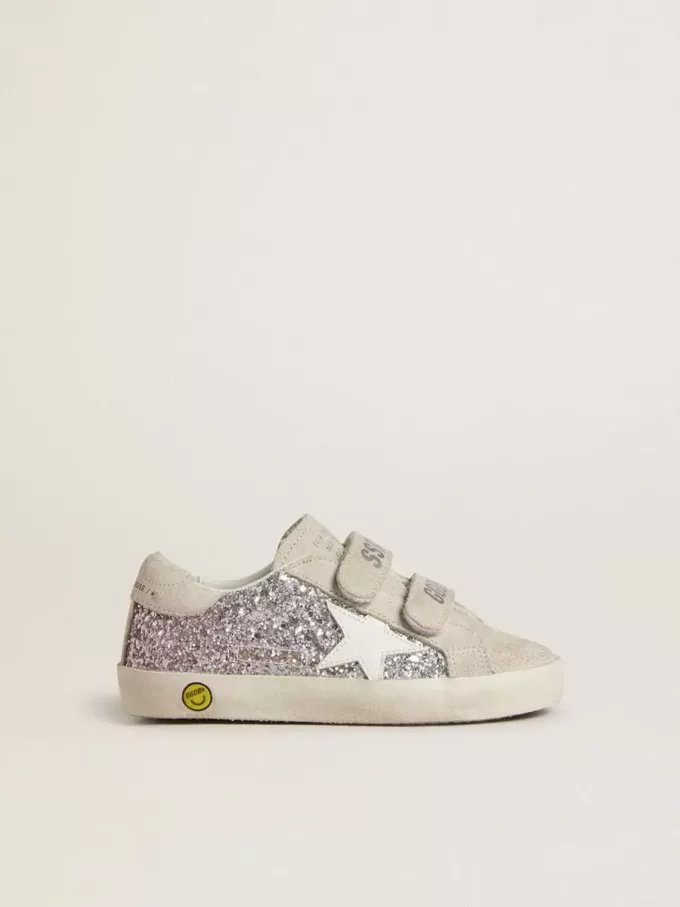 Young Old School en plata y rosa brillante con estrella de cuero blanco Young Old School en plata y rosa brillante con estrella de cuero blanco