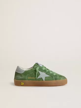 Young Super-Star en ante verde con estrella azul claro y lengüeta en el talón