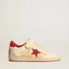 Zapatillas Ball Star LAB para hombre en napa y PVC con estrella y lengüeta en el talón de ante rojo Zapatillas Ball Star LAB para hombre en napa y PVC con estrella y lengüeta en el talón de ante rojo