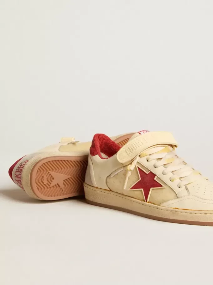 Zapatillas Ball Star LAB para hombre en napa y PVC con estrella y lengüeta en el talón de ante rojo Zapatillas Ball Star LAB para hombre en napa y PVC con estrella y lengüeta en el talón de ante rojo