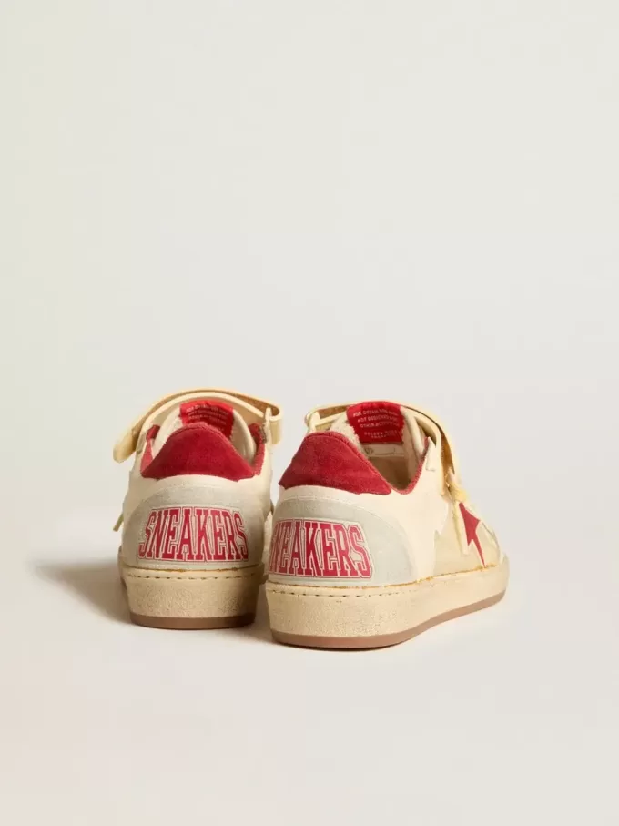 Zapatillas Ball Star LAB para hombre en napa y PVC con estrella y lengüeta en el talón de ante rojo Zapatillas Ball Star LAB para hombre en napa y PVC con estrella y lengüeta en el talón de ante rojo