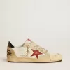Zapatillas Ball Star LTD para hombre en piel napa con estrella de piel roja y lengüeta de piel en el talón Zapatillas Ball Star LTD para hombre en piel napa con estrella de piel roja y lengüeta de piel en el talón