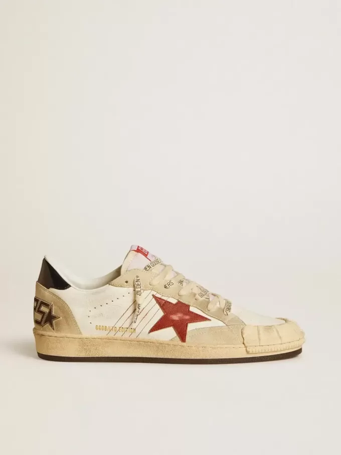 Zapatillas Ball Star LTD para hombre en piel napa con estrella de piel roja y lengüeta de piel en el talón Zapatillas Ball Star LTD para hombre en piel napa con estrella de piel roja y lengüeta de piel en el talón