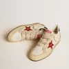Zapatillas Ball Star LTD para hombre en piel napa con estrella de piel roja y lengüeta de piel en el talón Zapatillas Ball Star LTD para hombre en piel napa con estrella de piel roja y lengüeta de piel en el talón