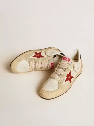 Zapatillas Ball Star LTD para hombre en piel napa con estrella de piel roja y lengüeta de piel en el talón