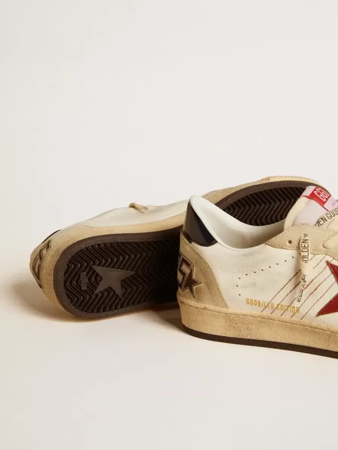 Zapatillas Ball Star LTD para hombre en piel napa con estrella de piel roja y lengüeta de piel en el talón Zapatillas Ball Star LTD para hombre en piel napa con estrella de piel roja y lengüeta de piel en el talón