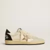 Zapatillas Ball Star LTD para mujer en napa y ante con estrella brillante y lengüeta negra en el talón Zapatillas Ball Star LTD para mujer en napa y ante con estrella brillante y lengüeta negra en el talón