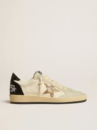 Zapatillas Ball Star LTD para mujer en napa y ante con estrella brillante y lengüeta negra en el talón Zapatillas Ball Star LTD para mujer en napa y ante con estrella brillante y lengüeta negra en el talón