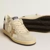 Zapatillas Ball Star LTD para mujer en napa y ante con estrella brillante y lengüeta negra en el talón Zapatillas Ball Star LTD para mujer en napa y ante con estrella brillante y lengüeta negra en el talón