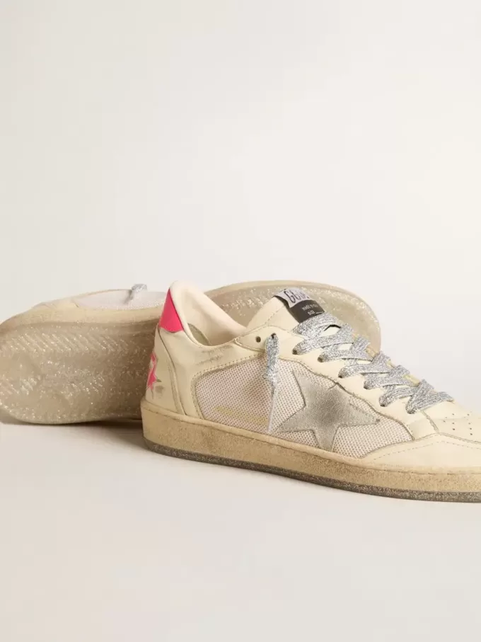 Zapatillas Ball Star LTD para mujer en piel napa y malla con estrella de ante y lengüeta de piel en el talón Zapatillas Ball Star LTD para mujer en piel napa y malla con estrella de ante y lengüeta de piel en el talón