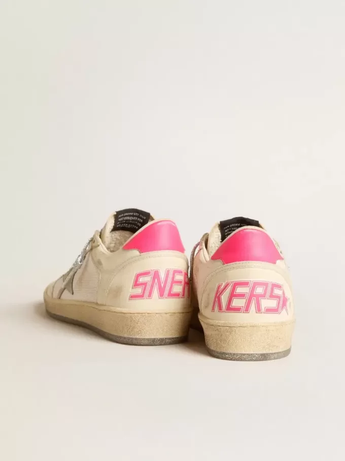 Zapatillas Ball Star LTD para mujer en piel napa y malla con estrella de ante y lengüeta de piel en el talón Zapatillas Ball Star LTD para mujer en piel napa y malla con estrella de ante y lengüeta de piel en el talón