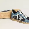 Zapatillas Ball Star para hombre en ante azul con estrella y lengüeta en el talón de piel plateada Zapatillas Ball Star para hombre en ante azul con estrella y lengüeta en el talón de piel plateada