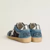 Zapatillas Ball Star para hombre en ante azul con estrella y lengüeta en el talón de piel plateada Zapatillas Ball Star para hombre en ante azul con estrella y lengüeta en el talón de piel plateada