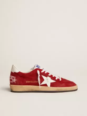 Zapatillas Ball Star para hombre en ante rojo oscuro con estrella blanca y lengüeta en el talón