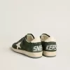 Zapatillas Ball Star para hombre en ante verde con estrella y lengüeta en el talón de piel blanca Zapatillas Ball Star para hombre en ante verde con estrella y lengüeta en el talón de piel blanca