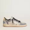 Zapatillas Ball Star para hombre en ante y nubuck con estrella de piel metalizada plateada y lengüeta del talón de piel metalizada dorada Zapatillas Ball Star para hombre en ante y nubuck con estrella de piel metalizada plateada y lengüeta del talón de piel metalizada dorada