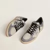 Zapatillas Ball Star para hombre en ante y nubuck con estrella de piel metalizada plateada y lengüeta del talón de piel metalizada dorada Zapatillas Ball Star para hombre en ante y nubuck con estrella de piel metalizada plateada y lengüeta del talón de piel metalizada dorada