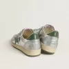 Zapatillas Ball Star para hombre en nailon plateado con estrella y lengüeta en el talón de cuero verde Zapatillas Ball Star para hombre en nailon plateado con estrella y lengüeta en el talón de cuero verde