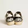Zapatillas Ball Star para hombre en napa negra con estrella y lengüeta en el talón de cuero blanco Zapatillas Ball Star para hombre en napa negra con estrella y lengüeta en el talón de cuero blanco