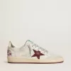 Zapatillas Ball Star para hombre en nubuck con estampado de cocodrilo y estrella de ante burdeos Zapatillas Ball Star para hombre en nubuck con estampado de cocodrilo y estrella de ante burdeos