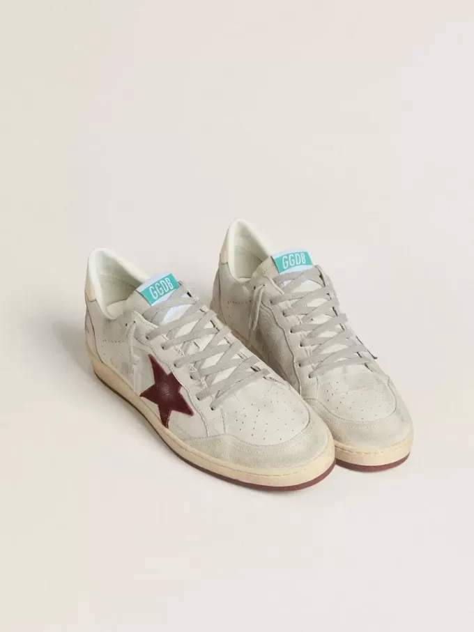 Zapatillas Ball Star para hombre en nubuck con estampado de cocodrilo y estrella de ante burdeos Zapatillas Ball Star para hombre en nubuck con estampado de cocodrilo y estrella de ante burdeos