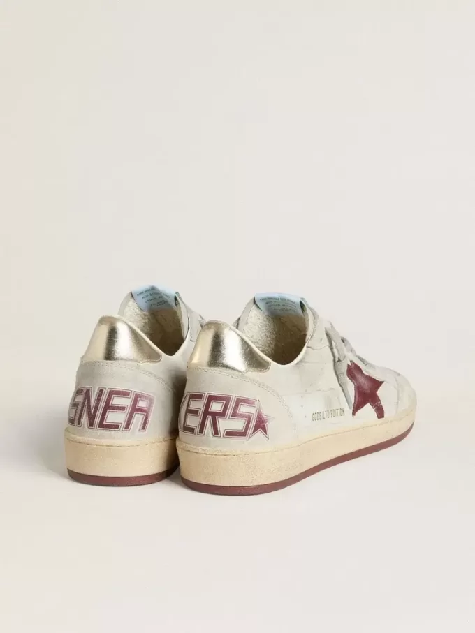Zapatillas Ball Star para hombre en nubuck con estampado de cocodrilo y estrella de ante burdeos Zapatillas Ball Star para hombre en nubuck con estampado de cocodrilo y estrella de ante burdeos