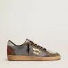 Zapatillas Ball Star para hombre en nubuck y ante con estrella metálica dorada Zapatillas Ball Star para hombre en nubuck y ante con estrella metálica dorada