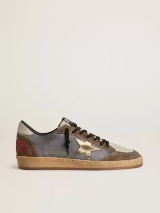 Zapatillas Ball Star para hombre en nubuck y ante con estrella metálica dorada Zapatillas Ball Star para hombre en nubuck y ante con estrella metálica dorada