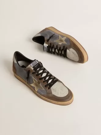 Zapatillas Ball Star para hombre en nubuck y ante con estrella metálica dorada Zapatillas Ball Star para hombre en nubuck y ante con estrella metálica dorada