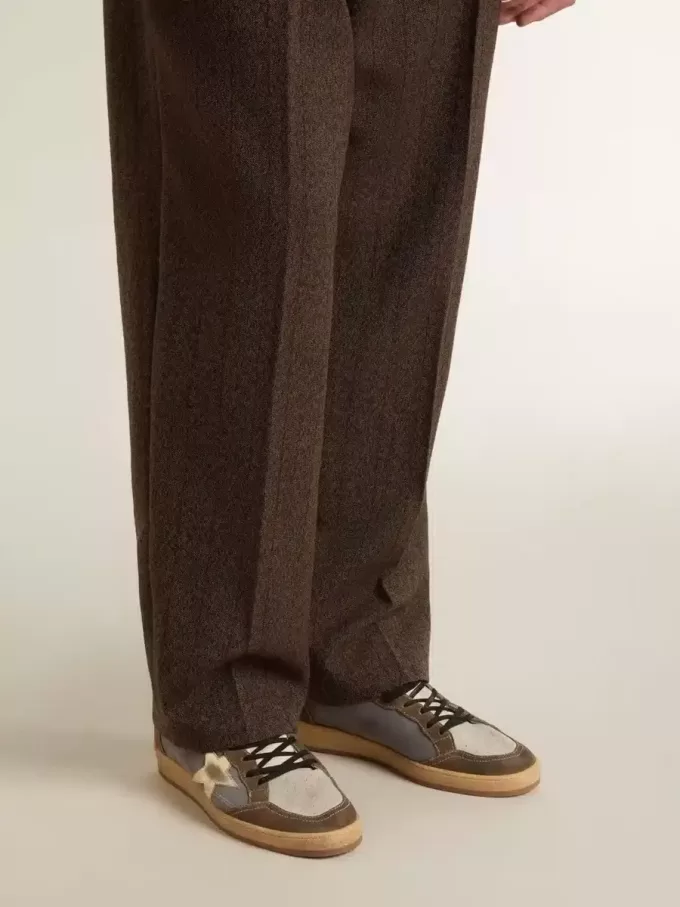 Zapatillas Ball Star para hombre en nubuck y ante con estrella metálica dorada Zapatillas Ball Star para hombre en nubuck y ante con estrella metálica dorada