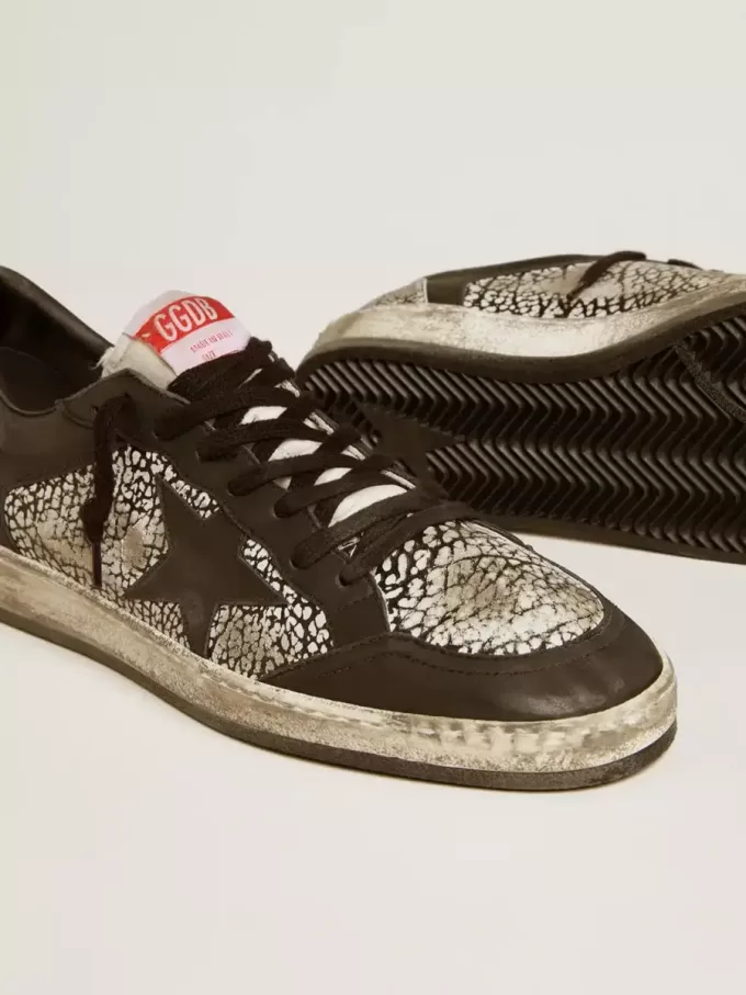 Zapatillas Ball Star para hombre en piel con estampado de elefante y estrella de piel negra Zapatillas Ball Star para hombre en piel con estampado de elefante y estrella de piel negra