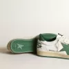 Zapatillas Ball Star para hombre en piel napa blanca con estrella y lengüeta en el talón en piel verde Zapatillas Ball Star para hombre en piel napa blanca con estrella y lengüeta en el talón en piel verde
