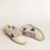 Zapatillas Ball Star para hombre en piel napa con estrella de ante azul y lengüeta del talón en piel platino Zapatillas Ball Star para hombre en piel napa con estrella de ante azul y lengüeta del talón en piel platino