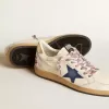 Zapatillas Ball Star para hombre en piel napa con estrella de ante azul y lengüeta del talón en piel platino Zapatillas Ball Star para hombre en piel napa con estrella de ante azul y lengüeta del talón en piel platino