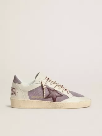 Zapatillas Ball Star para mujer en ante lila con estrella de cuero burdeos y lengüeta del talón en ante lila Zapatillas Ball Star para mujer en ante lila con estrella de cuero burdeos y lengüeta del talón en ante lila