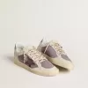 Zapatillas Ball Star para mujer en ante lila con estrella de cuero burdeos y lengüeta del talón en ante lila Zapatillas Ball Star para mujer en ante lila con estrella de cuero burdeos y lengüeta del talón en ante lila