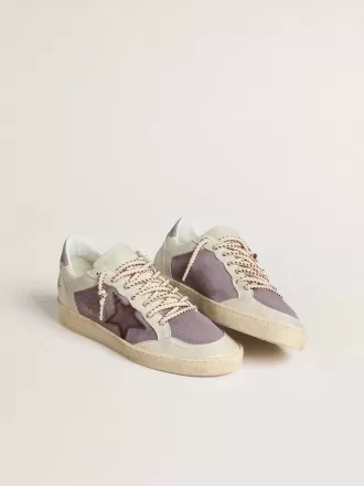 Zapatillas Ball Star para mujer en ante lila con estrella de cuero burdeos y lengüeta del talón en ante lila Zapatillas Ball Star para mujer en ante lila con estrella de cuero burdeos y lengüeta del talón en ante lila