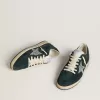 Zapatillas Ball Star para mujer en ante verde con estrella plateada brillante Zapatillas Ball Star para mujer en ante verde con estrella plateada brillante