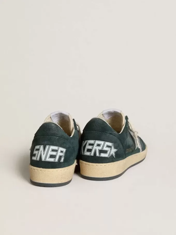Zapatillas Ball Star para mujer en ante verde con estrella plateada brillante Zapatillas Ball Star para mujer en ante verde con estrella plateada brillante
