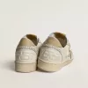 Zapatillas Ball Star para mujer en napa blanca y malla con estrella de nubuck color tabaco y lengüeta trasera beige Zapatillas Ball Star para mujer en napa blanca y malla con estrella de nubuck color tabaco y lengüeta trasera beige