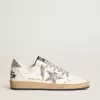 Zapatillas Ball Star para mujer en napa con estrella blanca y lengüeta con purpurina en el talón Zapatillas Ball Star para mujer en napa con estrella blanca y lengüeta con purpurina en el talón