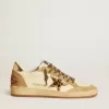 Zapatillas Ball Star para mujer en napa y ante con estrella de piel de potro y lengüeta metálica en el talón Zapatillas Ball Star para mujer en napa y ante con estrella de piel de potro y lengüeta metálica en el talón
