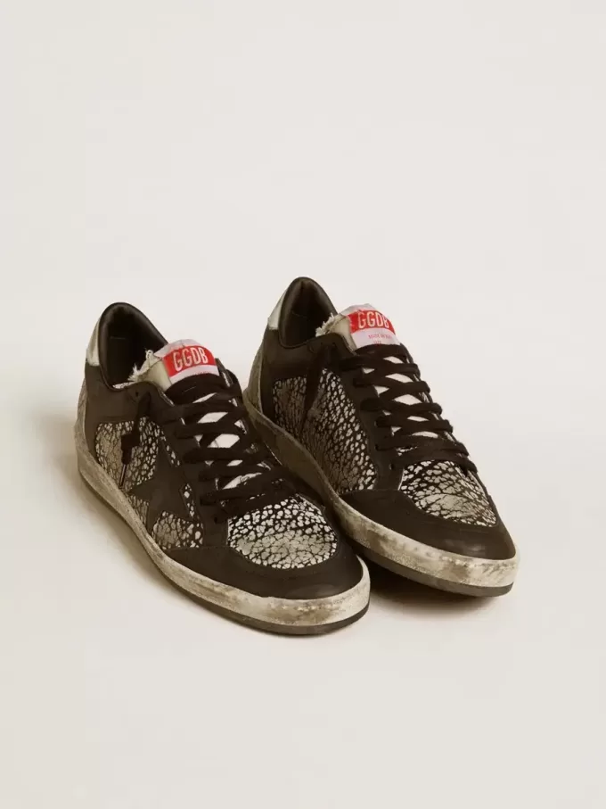 Zapatillas Ball Star para mujer en piel con estampado de elefante y estrella de piel negra Zapatillas Ball Star para mujer en piel con estampado de elefante y estrella de piel negra