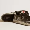 Zapatillas Ball Star para mujer en piel con estampado de elefante y estrella de piel negra Zapatillas Ball Star para mujer en piel con estampado de elefante y estrella de piel negra