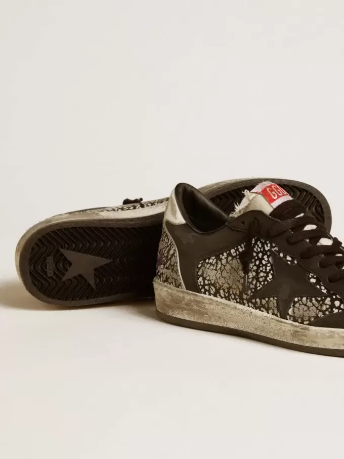 Zapatillas Ball Star para mujer en piel con estampado de elefante y estrella de piel negra Zapatillas Ball Star para mujer en piel con estampado de elefante y estrella de piel negra