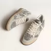 Zapatillas Ball Star para mujer en plata brillante con inserciones de ante gris hielo Zapatillas Ball Star para mujer en plata brillante con inserciones de ante gris hielo