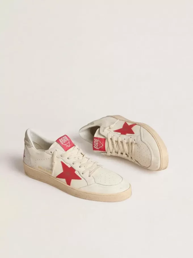 Zapatillas Ball Star para mujer para San Valentín con estrella de cuero rojo y letras Swarovski rojas Zapatillas Ball Star para mujer para San Valentín con estrella de cuero rojo y letras Swarovski rojas