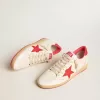Zapatillas Ball Star Wishes de mujer en piel blanca con estrella roja y lengüeta en el talón Zapatillas Ball Star Wishes de mujer en piel blanca con estrella roja y lengüeta en el talón